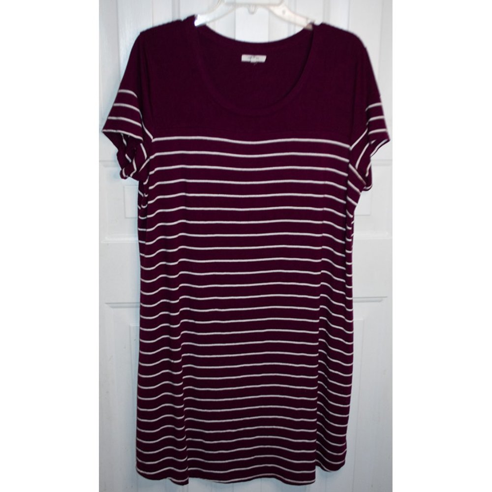 Maroon Jersey Knit Stripe Dress Maurices